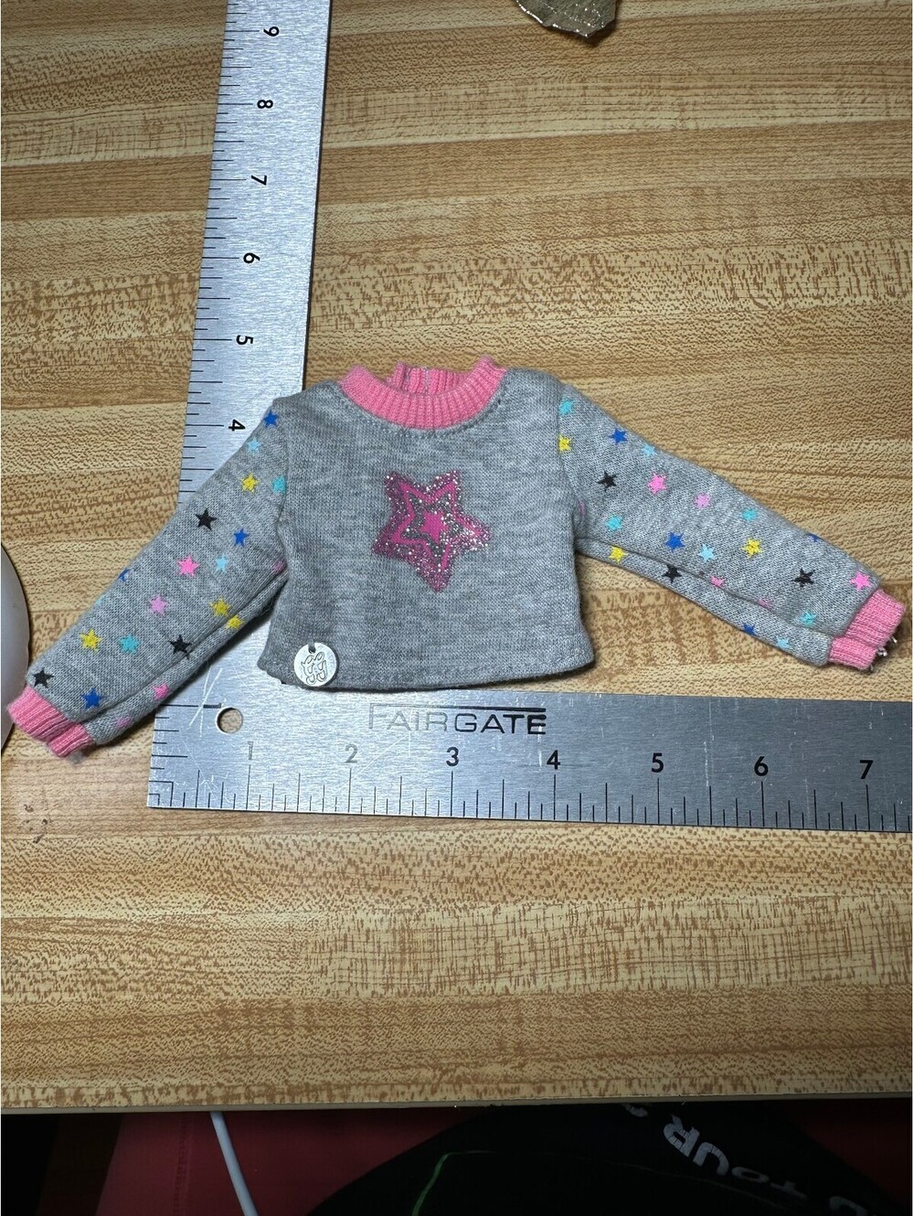 Barbie Doll Gray Star Sweater with Pink Trim